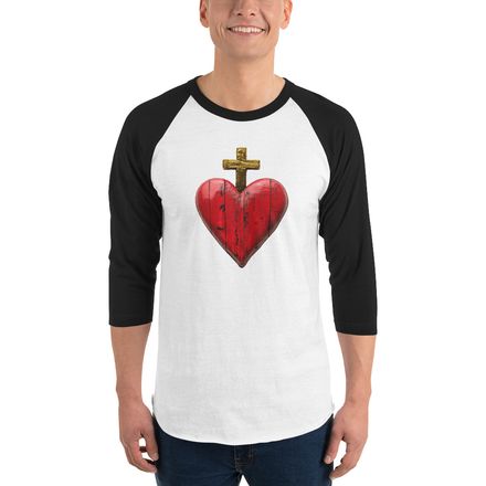 Unisex 3/4 Sleeve Raglan Shirt, Sacred Heart of Jesus, 9i93k9 design