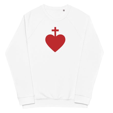 Unisex Organic Raglan Sweatshirt, Sacred Heart of Jesus, 7ugqf9 design