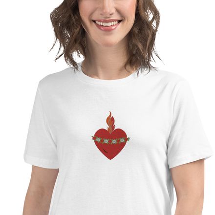 Embroidered Women&#x27;s Relaxed T-Shirt, Immaculate Heart Of Mary, ruzlxj design