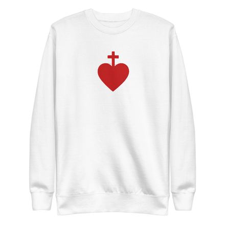 Embroidered Unisex Premium Sweatshirt, Sacred Heart of Jesus, 7ugqf9 design