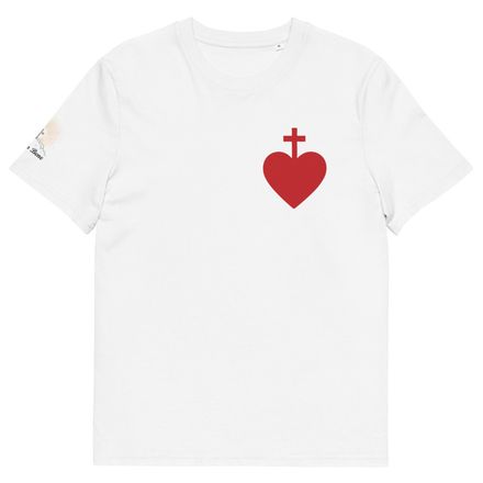 Unisex Organic Cotton T-Shirt, Sacred Heart of Jesus, 7ugqf9 design, left chest