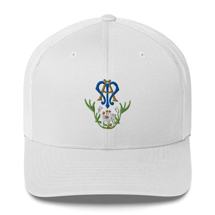 Retro Trucker Hat, Auspice Maria, Crest with bottom flowers, ber1mq