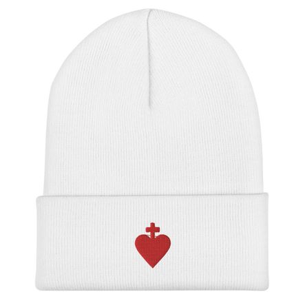 Cuffed Beanie, Sacred Heart of Jesus, yjegla design