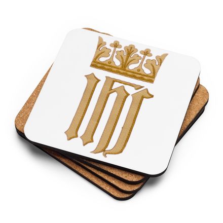 Cork-Back Coaster, IHS with Crown, Golden Pattern, nlxdo1