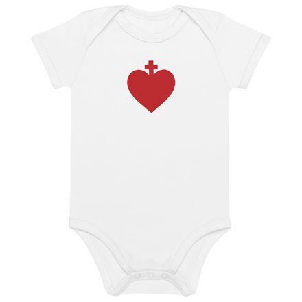 Organic Cotton Baby Bodysuit, Sacred Heart of Jesus, zhw6bo design 