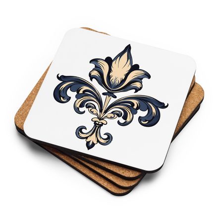 Cork-Back Coaster, Fleur de Lys, clffhc