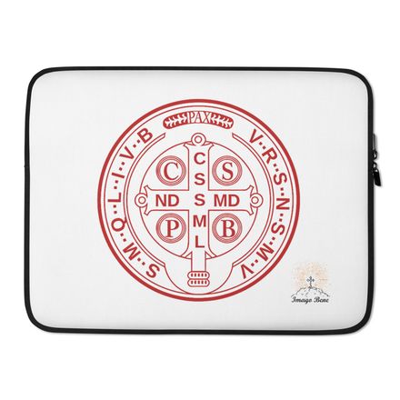 Laptop Sleeve, St. Benedict Medal, 16k4ku design, red