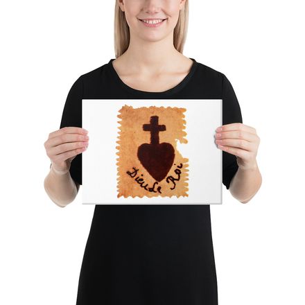 Canvas Print, 12x9, Sacré Coeur, Dieu de Roi, Vendée Chouan, sqpbrl design
