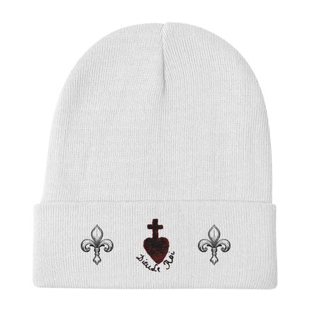 Knit Beanie, Sacré Coeur, Dieu de Roi, Vendée Chouan, obymh4 design, Fleur de Lys