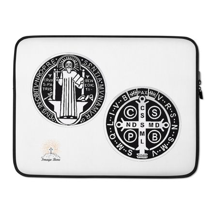 Laptop Sleeve, St. Benedict Medal, idjfae design