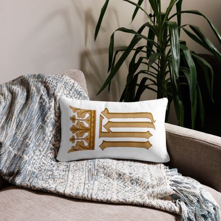 Pillow case 12x20, IHS with Crown, Golden Pattern, nlxdo1