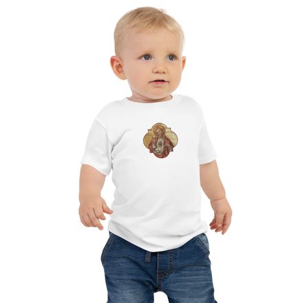 Embroidered Baby Staple Tee, Sacred Heart of Jesus, eq75pu design 