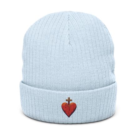 Ribbed Knit Beanie, Sacred Heart of Jesus, 9i93k9 design