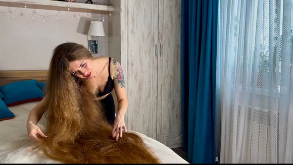 Hair smell. Hair play on the bed 16.28 min