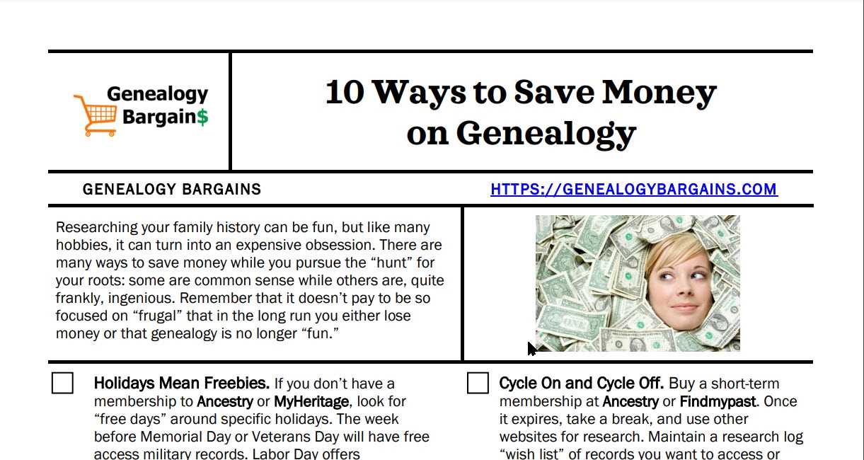 CHEAT SHEET 10 Ways to Save Money on Genealogy