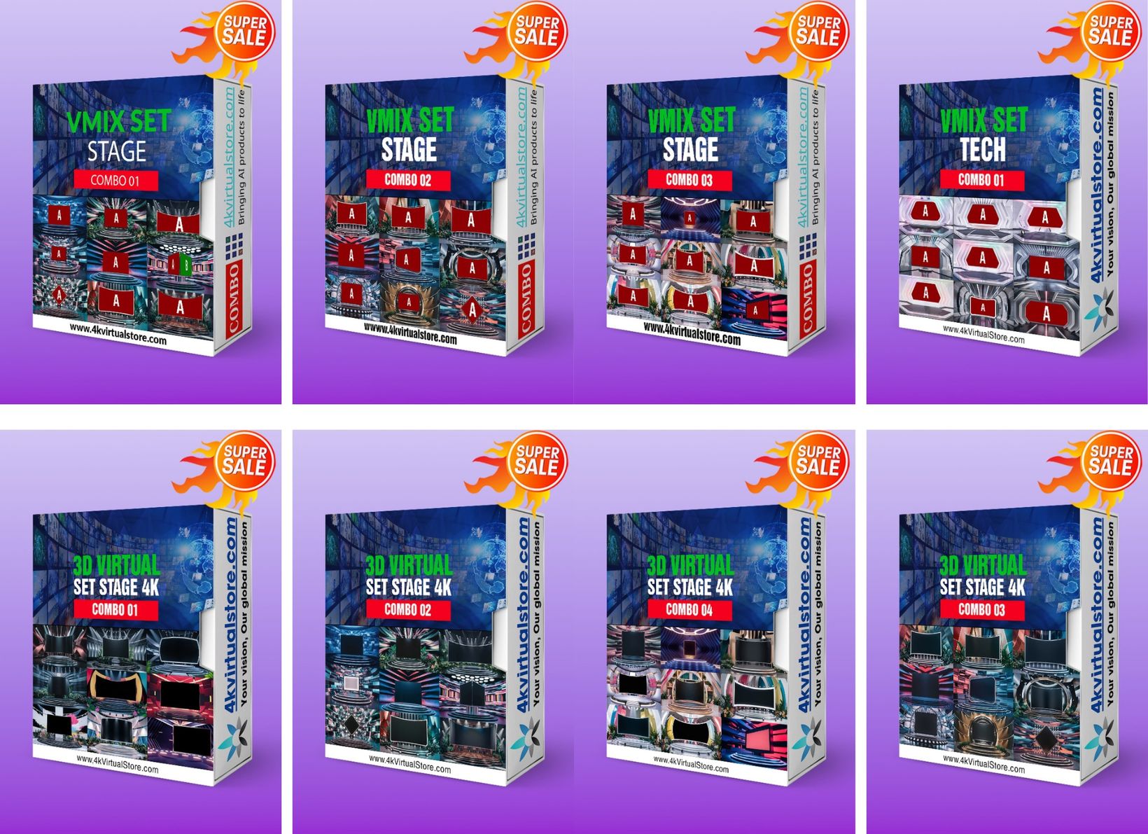 SUPER 8 COMBO - 72 VIRTUAL STUDIO SET ( Only 0,8$/ Set )