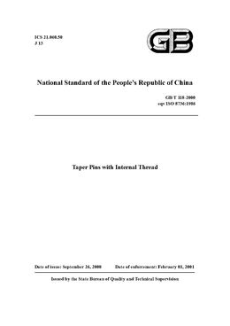 China Standard: GB/T 118-2000 Taper Pins with Internal Thread