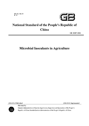 China Standard: GB 20287-2006 Microbial Inoculants in Agriculture