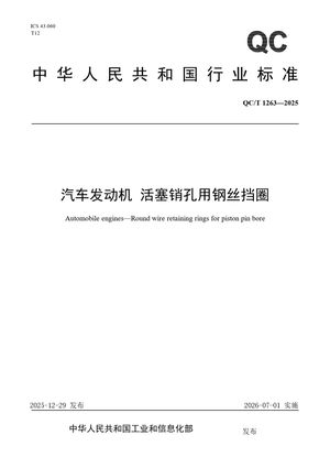 Chinese Standard: QC/T 1263-2025