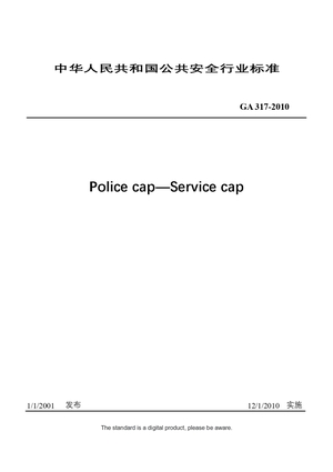 Chinese Industry Standard: GA 317-2010