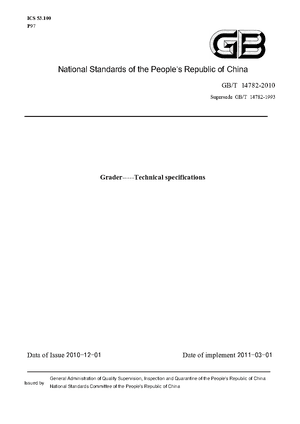 China Standard: GB/T 14782-2010 Grader-----Technical specifications