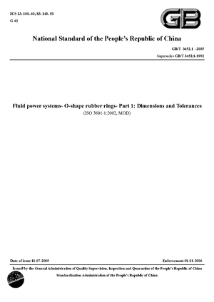 China Standard: GB/T 3452.1 -2005