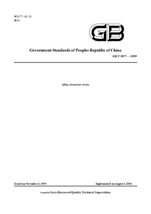 China Standard: GB/T 3077-1999 Alloy structure steels