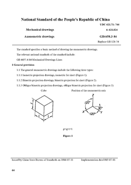 China Standard: GB4458.3-84 Mechanical drawings Axonometric drawings