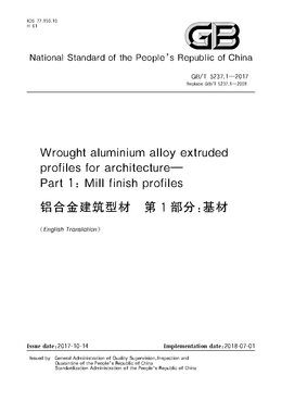 China Standard: GB/T 5237.1-2017