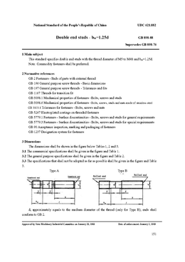 China Standard: GB 898-88 Double end studs - bm=1.25d
