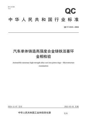 Chinese Standard: QC/T 1212-2024