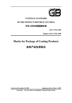 China Standard: GB/T 9750-1998 Marks for Package of Coating Products