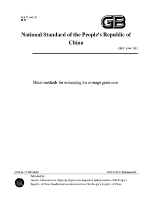 China Standard: GB/T 6394-2002 Metal-methods for estimating the average grain size