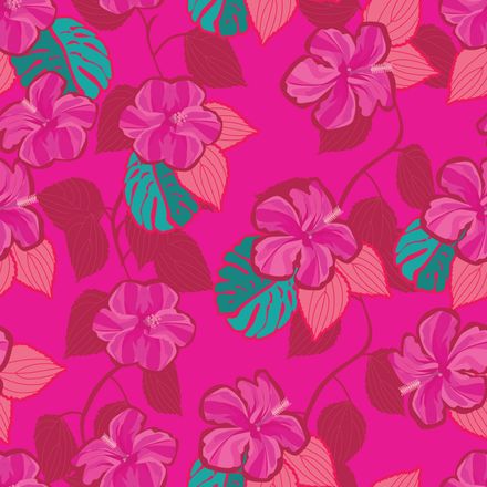 Outlined Hibiscus Hyper Fuchsia Fuchsia