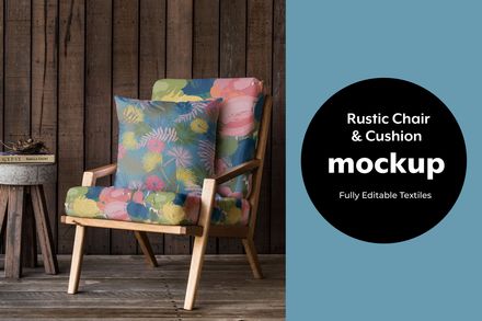 Rustic Chair and Cushion Mockup