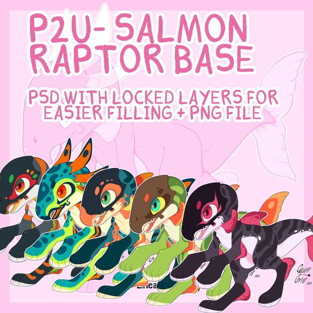 Salmon Raptor lineart