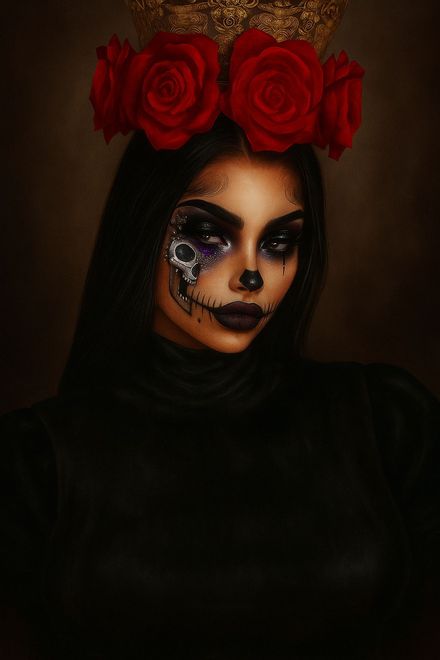 La Dama Noir Sugar Skull Head