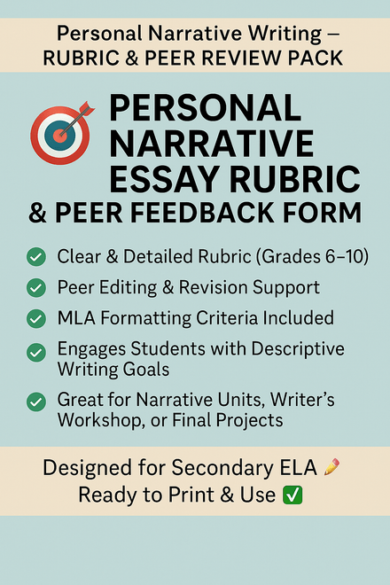 Write Your Truth: Narrative Essay Rubric + Feedback Guide