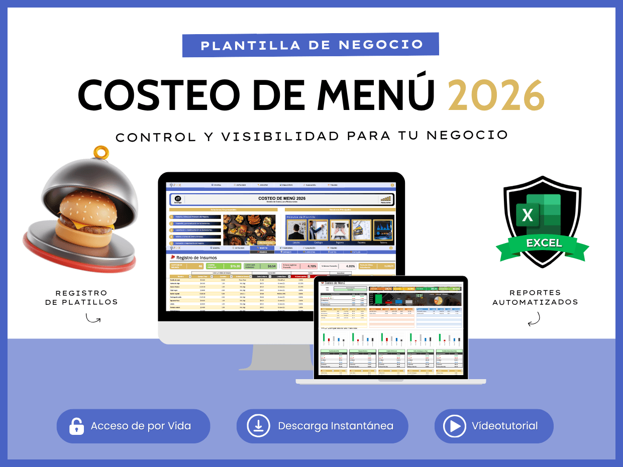 Plantilla Costeo de Menú Excel 2026