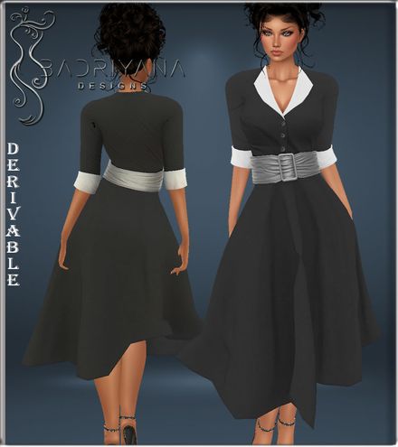RETRO BELTED FULL DRESS MESH