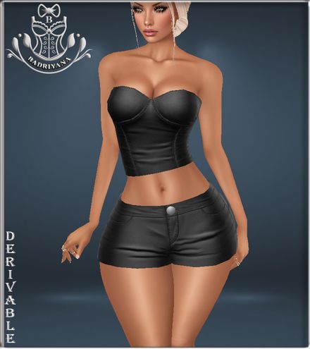 LEATHER TOP AND SHORTS