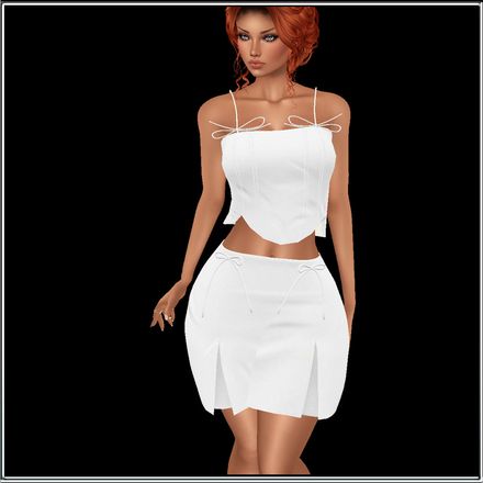 TIE BOW TOP AND SKIRT MESH