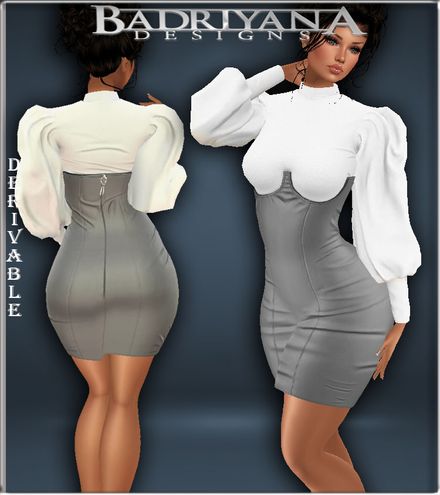 CORSET PUFF SLEEVE DRESS  MESH