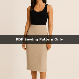 Midi Skirt Sewing Pattern: Straight Fit, Invisible Zipper &amp; Back Slit (PDF Pattern)
