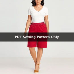 Casual Chino Shorts Sewing Pattern: Knee-Length Elastic Waist Shorts (PDF Pattern) 