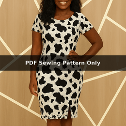 Princess Line Dress Sewing Pattern: Short Sleeve, Back Zipper, Front Slit (PDF Pattern)