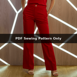 Boot Cut Pants Sewing Pattern: High Waist, Fly Front &amp; Back Pleat Detail (PDF Pattern)