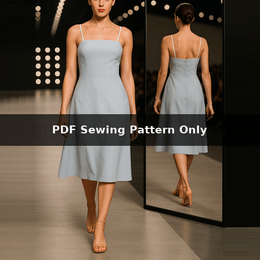 Spaghetti Strap Midi Dress Sewing Pattern: Elegant Summer Dress with Flared Hem (PDF Pattern)