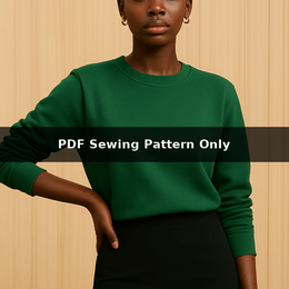 Sweater Sewing Pattern: Cropped Fleece Pullover with Rib Knit Cuffs (PDF Pattern) 