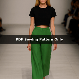 Wide Leg Pants Sewing Pattern: High Waist, Classic Pockets &amp; Fly Front (PDF Pattern)